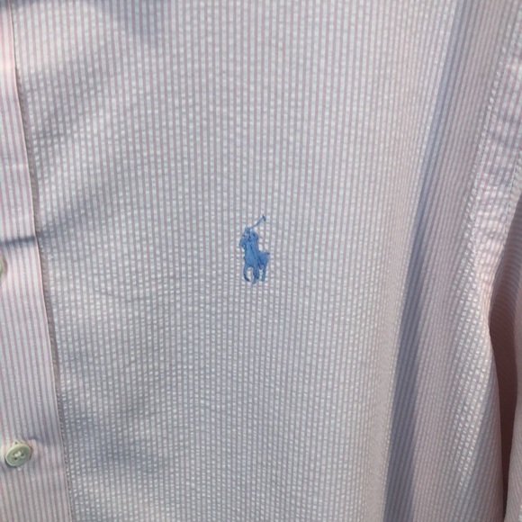 Vintage Ralph Lauren Polo Preppy Seersucker Button Down Shirt Size XL - Picture 3 of 6